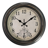 Reloj De Pared Smilemary 12'' Con Termometro, Impermeable