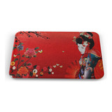 Tapete Arte Japones Flores Fondo Rojo Baño Lavable 50x80cm