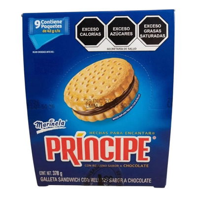 Marinela Principe Galletas 9 Paquetes 42gr C/u
