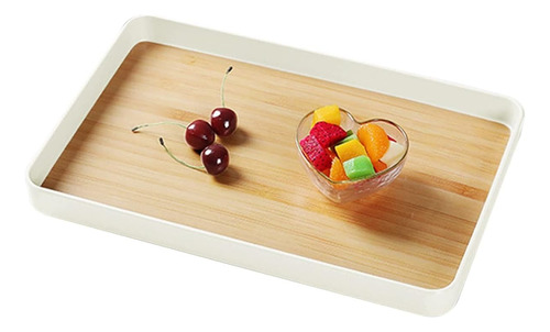 Bandeja De Servir De Melamina Con Grano De Madera 36x24 Cm