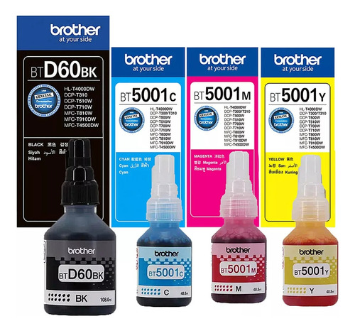 Tinta Brother Btd60bk Bt-5001 Negro Amarillo Cian Magenta