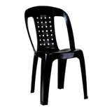 Cadeira Bistro Preta De Plástico Com Encosto Reforçada
