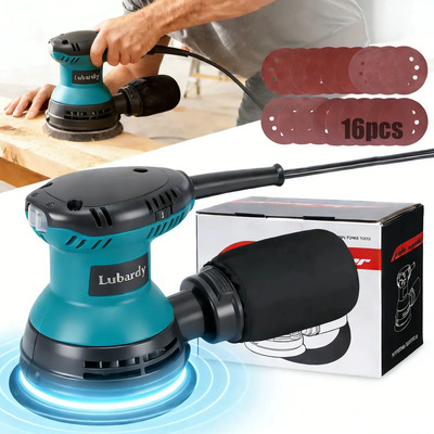 Lijadora Electrica Roto Orbital Para Madera 6 Velocidades 450W 14000RPM Lijadoras Rotorbital Con 16 Hojas De Lija Colector De Polvo y Escobillas De Carbón Para Lijar y Pulir Madera, Metal y Muebles | Envío gratis
