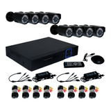 Kit Dvr Híbrida De 8 Canales Con 8 Cámaras Ahd Cables Fuente