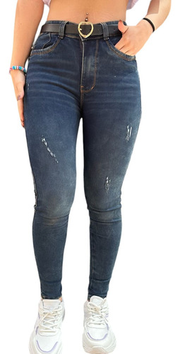 Jeans Tiro Alto Levanta Cola Mujer 