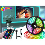 Fita Led Usb Colorida Rgb Controle Pelo App Para Tv 5 Metros Cor Da Luz Rgb Colorido Tensão De Operação : Dc 5v 1a Via Usb 110v/220v