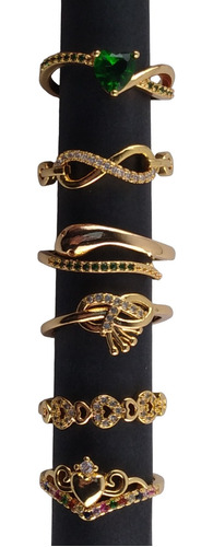 Set X 6 Anillos Surtidos Para Mujer Joyería En Cover Gold