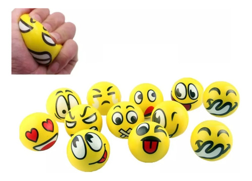 Kit 03 Bolas Emoji Fisioterapia Bolinha De Mão Anti Stress