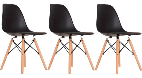 Kit 3 Cadeiras Sala Mesa De Jantar Com Encosto Charles Eames