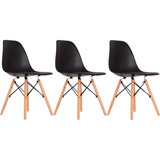 Kit 3 Cadeiras Sala Mesa De Jantar Com Encosto Charles Eames