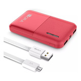 Power Bank Batería Externa Portátil 5000 Mah Doble Salida Color Rojo