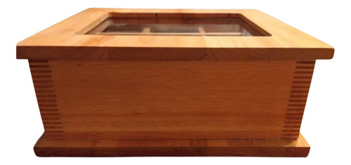 Caja De Madera Para Te Con Tapa De Vidrio Artesanal Unica