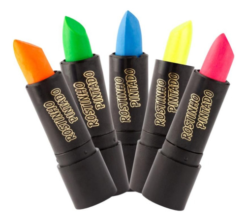 5 Batons Neon Fluorescente Brilha Na Luz Negra Carnaval