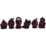 6 Mini Estátua Enfeites Buda Resina 3 Cm Rosewood Feng Shui