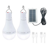 Luz De Emergencia Usb Solar Recargable Y Extraíble 60w 2 Pzs