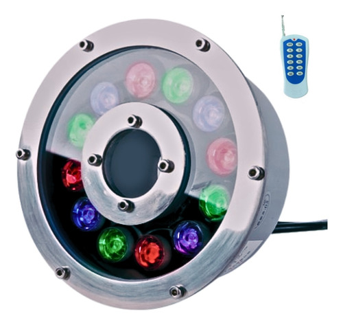 Luz Subaquáticas Chafariz 9w Rgb Colorido Controle Remoto