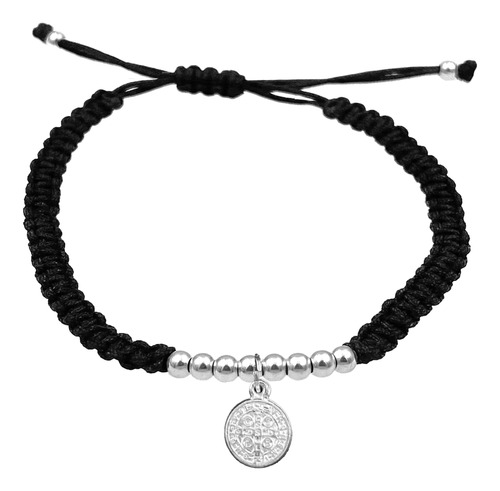 Pulsera Bolitas San Benito Mini Plata 925 Negra