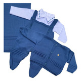 Saída De Maternidade Menino José Azul Jeans Tricot 4 Peças