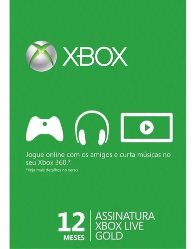 Xbox Live Gold 12 Meses Imediato 25 Cod Dígitos One 360  X S