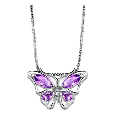 Collar De Plata 925 Mariposa Con Amatista Regalos Para Mujer | Envío gratis