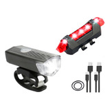 Luz Led Bicicleta Delantera Y Trasera Recargable Inalambrico Color Rojo/negro