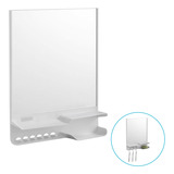 Armário P/ Banheiro Prático C/espelho 26,5x35x6,5cm Plástico Cor Da Moldura Branco
