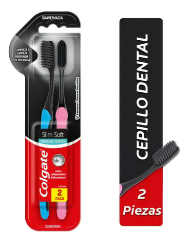 Pack X2 Cepillos De Dientes Colgate Slim Soft Black