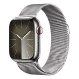 Apple Watch Series 9 Gps + Celular  Caja De Acero Inoxidable Color Plata De 45 Mm  Correa Estilo Milanés Color Plata - Distribuidor Autorizado