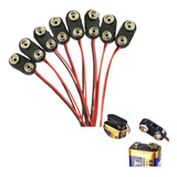Conector/clip Para Bateria 9v Plástico Rígido 10 Unidades Cor Preto I 10
