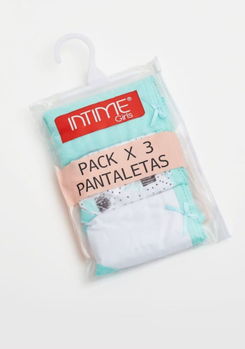 Pack De Tres Pantaletas Adolescentes Niñas Intime Celeste