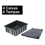 4x Caixa Plástica Organizadora Multiuso 15 Litros  + 4 Tampa