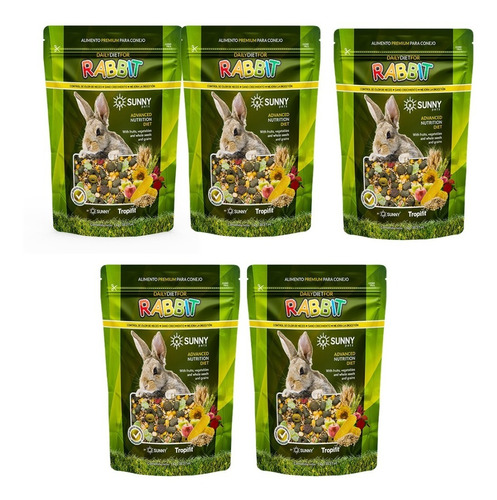 Alimento Para Conejo 500g Tropifit Sunny 5 Bolsas 