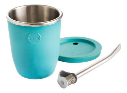 Mate Essen Neo Con Tapa Y Bombilla Color Aqua