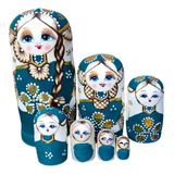 Muñecas Anidadas Rusas Matryoshka, Juego 7 Capas Verde