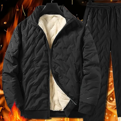 Conjunto Casual Hombre 2 Piezas Con Chaqueta Forrada Y Capuc