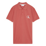 Polo Monogram Logo Damasco Hombre Calvin Klein