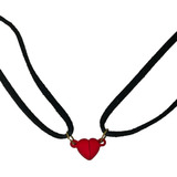 Collar Corazón Magnético Pareja San Valentin Rojo