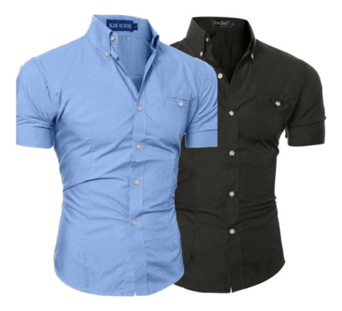 Kit 2 Camisas Manga Curta Masculina Estilo Las Vegas