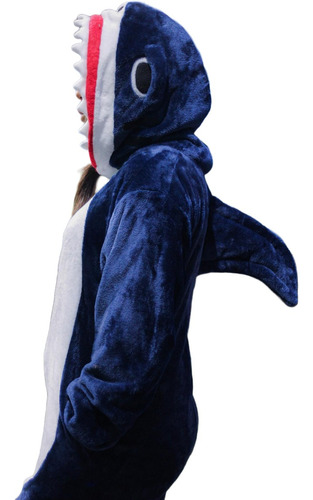 Kigurumi O Disfraz, Pijama Shark Tiburon Azul Suave Térmica