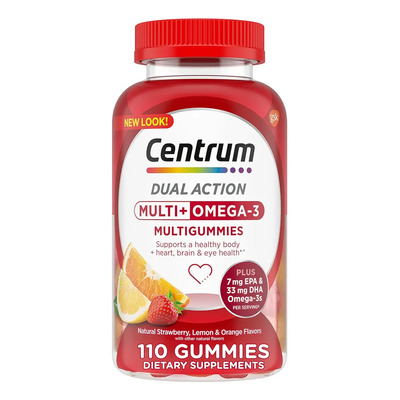 Centrum Multi + Omega 3 Corazón Cerebro Y Ojos 110 Gomitas apoya la salud del corazón la función cerebral normal la salud ocular las necesidades diarias de energía y la función inmune normal | Envío gratis
