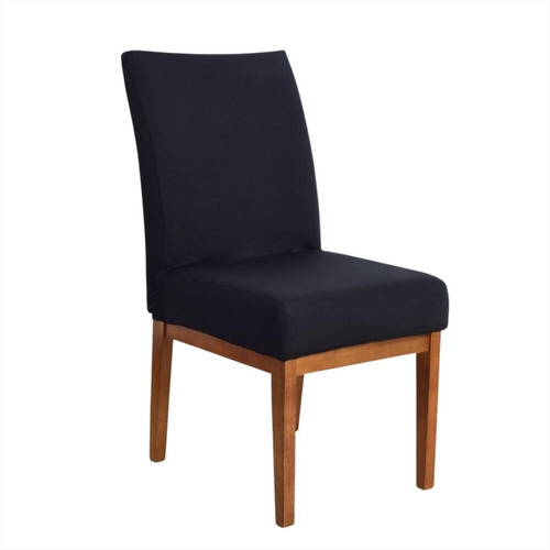Kit 4 Capa Para Cadeiras Jantar Malha Com Elástico Cor Preto Desenho Do Tecido Liso