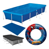 Kit Piscina 3000lts Armação Mor + Capa E Forro + Boia Infláv