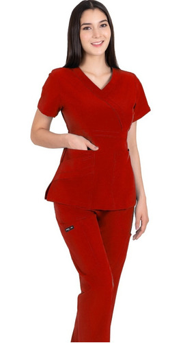 Pijama Medica Quirurgica Mujer Antifluidos Rojo
