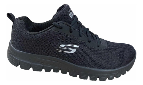 Tenis Skechers Dama Mujer Negro Blanco Memory Foam Gym