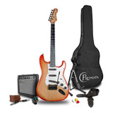 Kit Guitarra Electrica + Amplificador Concerto 010 Premiata Color Rojo Material Del Diapasón Álamo Laminado Orientación De La Mano Diestro