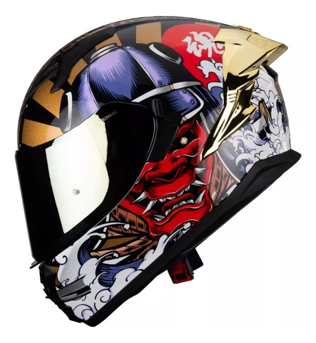 Casco Integral Para Moto Hax Obsidian 2.0 Samurai Dorado