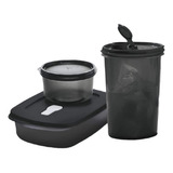 Paquete Tupperware Papá Contenedores Color Negro 3 Pzs