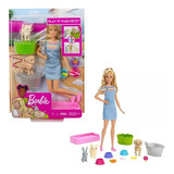 Muñeca Barbie Baño Mascotas C/acc Int Fxh11 Original Mattel