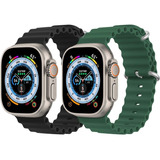 2 Correa Para Apple Watch Ultra Ocean Silicon Serie 8 7 6 Se