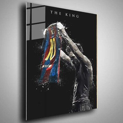 Cuadro Metalico Messi The King Fc Barcelona Arte 40x60 Messi Negro